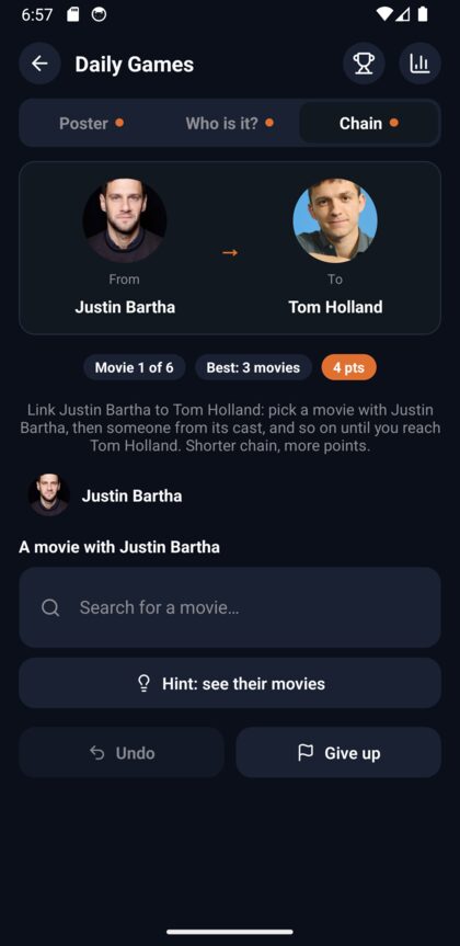 Actor Chain game: link Justin Bartha to Tom Holland